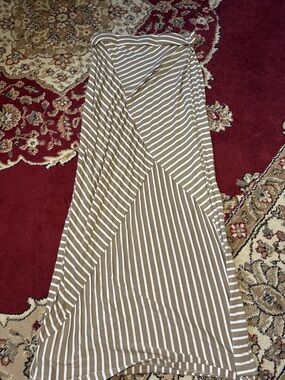 Charlotte Russe Taupe and White Striped Maxi Skirt